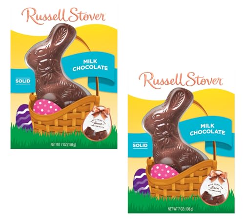 Russell Stover Milk Chocolate Bunnies - Pack of 2 - Solid Milk Chocolate - Perfect for Easter...