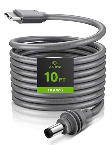 Anina USB-C to DC Power Cable for Starlink Mini (3M/9.8FT) with Smart PD Chip, 18AWG Replacement Type C Male to DC5521 Male Charging Cord, Stable Power Supply Accessory for Outdoor Camping