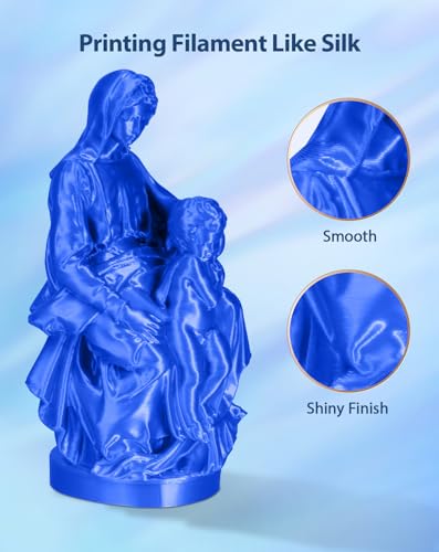 Image of DURAMIC 3D Silk PLA Filament Pure Shinny High Gloss Finish 1.75mm | 3D Printing Filament with Cardboard Spool,No-Tangling Neatly Wound Dimensional Accuracy 99% + /- 0.03mm 1KG Silk Blue