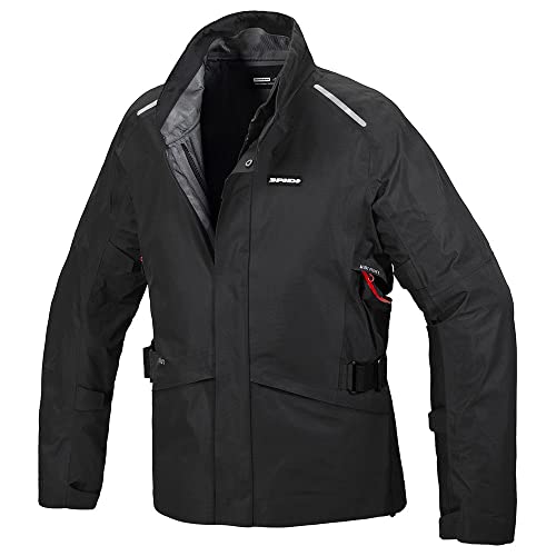 Indumento H2Out impermeabile, antivento e traspirante Tasca esterna impermeabile Tasca interna impermeabile Cerniera impermeabile condotti Chiusura con zip per unire giacca/pantaloni Peso medio 0,4 Kg Armatura step-in compatibile Sistema di regolazione integrato ERGOFIT SYSTEM Chiusura regolabile in vita Cinghie per regolare e fissare le protezioni CE Serraggio regolabile Tessuto laminato traspirante, impermeabile e antivento a 3 strati Zone reflex per la guida notturna 3M Scotchlite - il miglior materiale riflettente