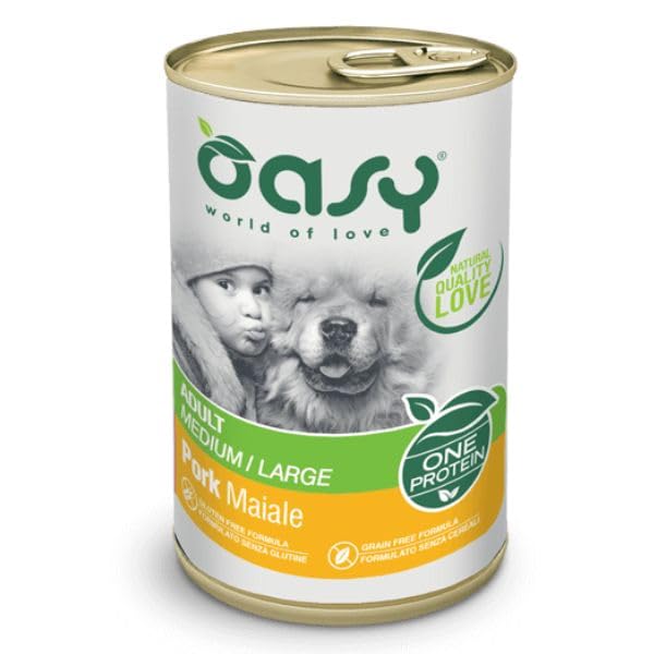 Oasy Umido Cani One Animal Protein ADULT ALL BREED MAIALE - OFFERTA - 6 Lattine da 400 gr