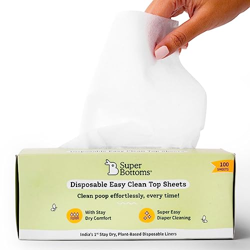 Image of superbottoms Disposable Easy Clean Top Sheets l Diaper Liners l Easy To Dispose l Compatible With Cloth Diaper, Langot & Padded Underwear l Hypoallergenic, Skin-Friendly l Pack of 100
