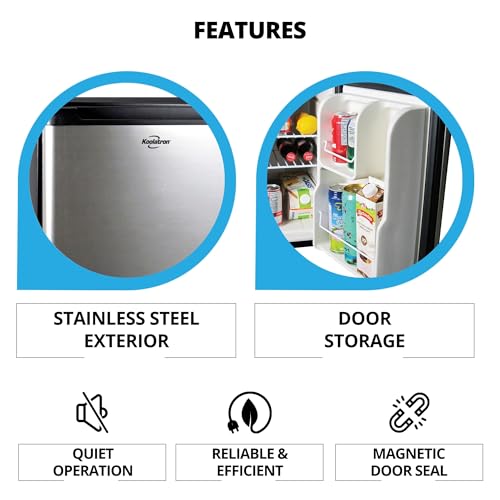 Image of Koolatron 12V / 110V Refrigerator - Mini Fridge for Trucks Cool Storage for Kitchen Bedroom Office Travel Camping Dorms Compact Free Standing Neveras Pequenpara Apartment 1.76 cu.ft - Black