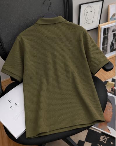Image of AUSK Men's Spider Graphic Printed Polo T-Shirt | Cotton Blend Textured Half Sleeve Regular Fit Polo Neck Casual Wear Tshirt for Men