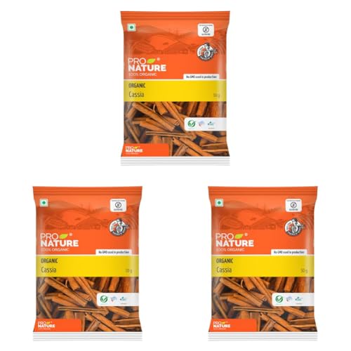 Image of Pro Nature 100% Organic Cassia Bark Sticks -50g | Premium Dalchini Stick | Aromatic Whole Spices | Rich In Antioxidants | Everyday Cooking & Smoothies (Pack of 3)
