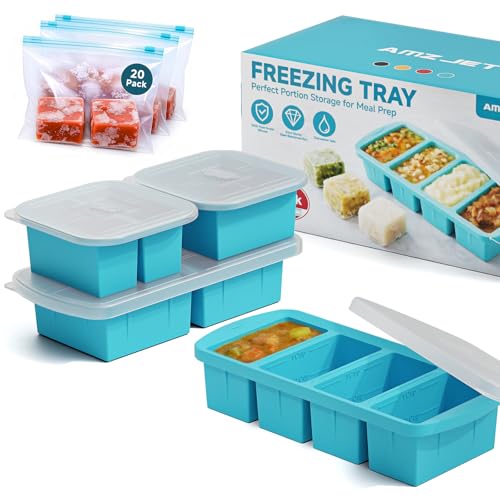 4-pack de moldes de silicona para freezer con tapa y bolsas miniatura 1