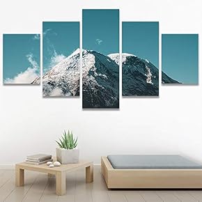 SIGNWIN 5 Panel Canvas Wall Art Snow Mountain...