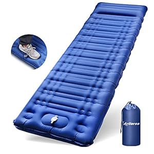Arlierss Camping Mat, 12cm Thicken Inflatable Camping Mattress with Built-in Pump and Easy to Inflate, Camping Sleeping Mat With Pillow, Waterproof Inflatable Mat For Outdoor, Camping, Hiking & More