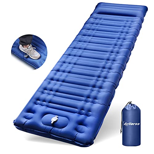 Arlierss Camping Mat, 12cm Thicken Inflatable Camping Mattress with Built-in Pump and Easy to Inflate, Camping Sleeping Mat With Pillow, Waterproof Inflatable Mat For Outdoor, Camping, Hiking & More