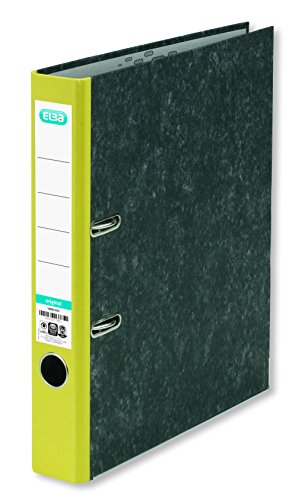 Preisvergleich Produktbild ELBA Ordner-Wolkenmarmor Recycling 5 cm schmal DIN A4 gelber Rücken smart Original Ringordner Aktenordner Briefordner Büroordner Pappordner Schlitzordner Blauer Engel
