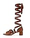 Miu Miu Leather Ankle-Wrap Gladiator Sandal, Cuoio 38.5