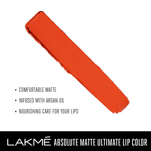 Image of Lakme Absolute Matte Ultimate Lip Color with Argan Oil, Orange Country, 3.4 g