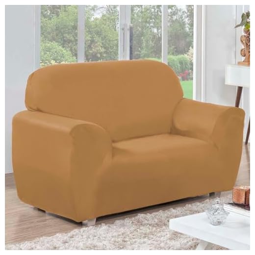 Capa de Sofá 2 Lugares com Elástico Agarradinha em Tecido Malha Gel Cores Alegres (Caramelo)