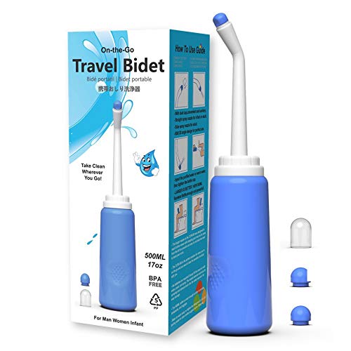Peri Bottle 500ml for Postpartum Care, Portable Travel Bidet for Baby, Women or Bedridden Patient with 2 Nozzles for Different Needs