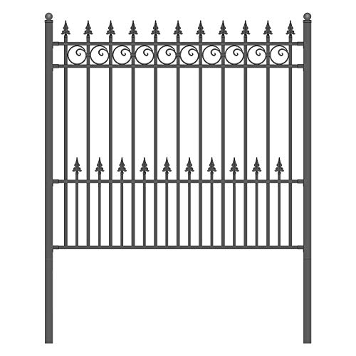 ALEKO FENCEPRADIY5X5.5 Prague Style DIY Galvanized Steel Fence Ornamental Security 5.5 x 5 Feet Black