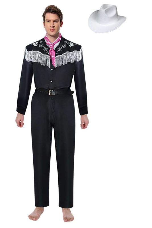 Panjue Disfraz de Halloween, carnaval, cosplay, rol, playing, ken, abrigo, pantalón, sombrero, trajes, negro, para hombre, S