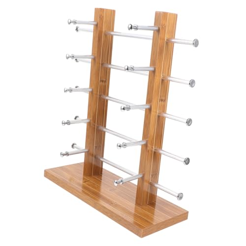 HOLIDYOYO 木製眼鏡スタンド 多機能ディスプレイラック 収納可能な二段構造 耐久性に優れたメガネホルダー 店舗用サングラス陳列用