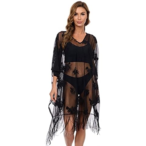 LVSU Swimsuit Cover Up for Women，Mesh Sheer Bikini Coverups Summer Beach Swimwear Coverup Crochet Dress Cover