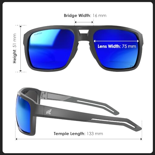 Image of EDGE Highline ANSI Z87 Safety Sunglasses for Men, Polarized for Fishing, Mirrored Tinted Lenses Eyewear, 99% UV Protection