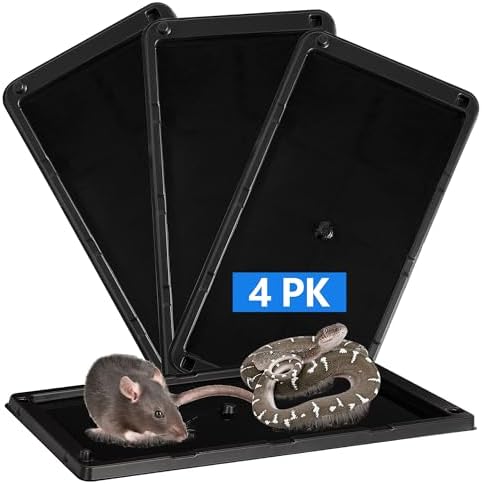 LULUCATCH Mouse Traps 4 Pack, Larger Heavier Glue Traps for Mice, Rat & Snakes, Non-Toxic Sticky Mouse Traps Indoor for Home & Kitchen, Easy to Set