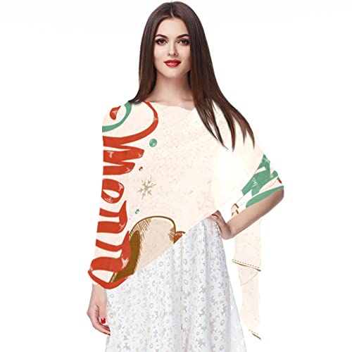 Foulard de Noël pour femme en mousseline | Cadeau idéal style vintage