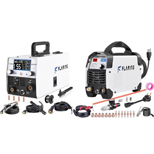 Image of FLARING Plasma Cutter,65 Amp Plasma Cutter Machine 120V 240V 4/5" (20mm) Max Cutting 1/2" (12.7mm) Clean Cut with FLARING 155Amp MIG Welder, 110V Flux Core Welder Flux MIG/Lift TIG/Stick 3-in-1 Large