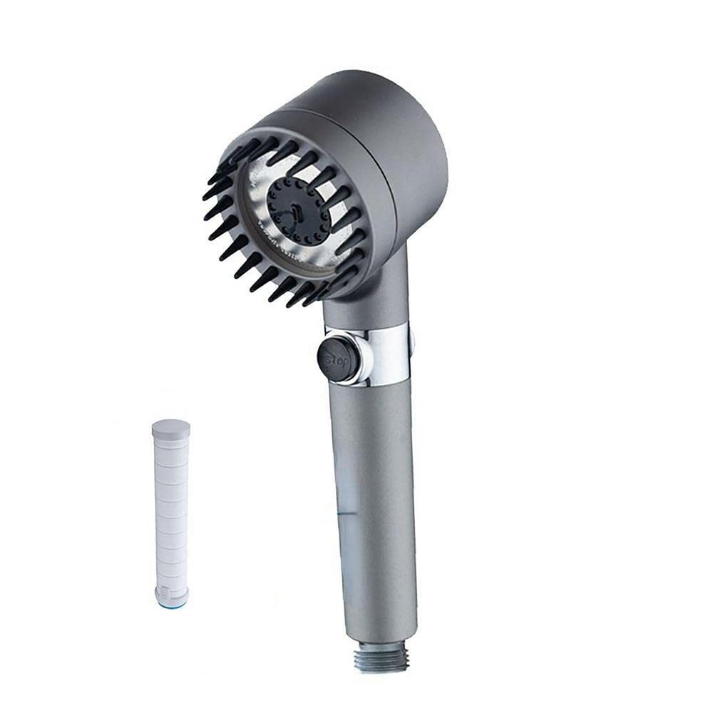 Shower Head High Pressure Handheld Shower Head with Massage 3 modes hard water with filter shower head Mist Booster Hydrojet Shower Head (Grey)