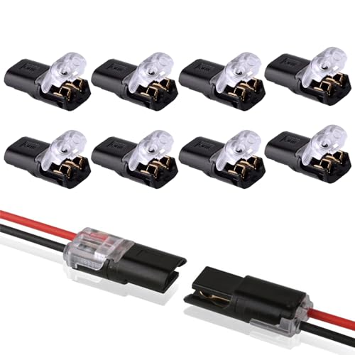 8 PCS Double-Wire Plug-In Connector Pluggable H Type Electrical Connectors No Wire Stripping Required Low Voltage Wire Connectors with Locking Buckle for Outlets Lamps Switches