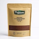 Organic Cayenne Pepper Powder, – Ground Cayenne Chili Spice – Non-GMO, No Additives – Certified Organic – Ideal for Cooking & Seasoning – Resealable Pouch by Thames Organic 100g