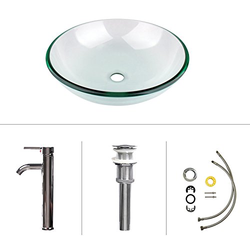 Glass Bathroom Clear Vessel Sink With Faucet,Set Of 2 #TOP2