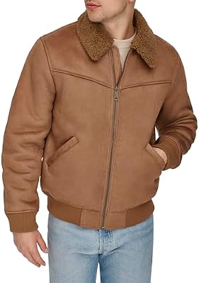 Levi's Men's Faux Shearling Western Bomber Jacket – Light Brown, Large