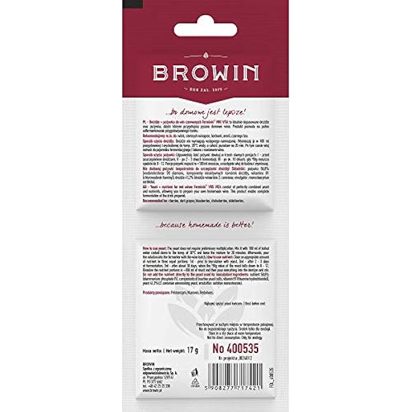 Browin 400535 Дрожжи питательная среда для красных вин винные дрожжи Fermivin VR5 VITA