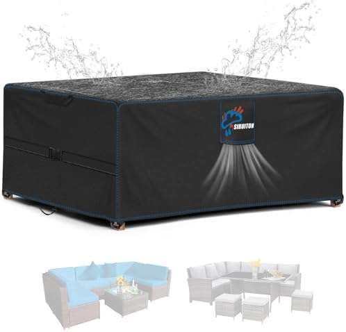 SIRUITON Gartenmöbel Abdeckung Wasserdicht 250x250x90cm,Stark 300D Oxford | Abdeckplane für Gartenmöbel,Schutzhülle für Gartenmöbel,Sofa,Loungemöbel,Rattanmöbel Möbelsets,UV-Bestän
