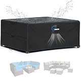 SIRUITON - Copertura grande per mobili da giardino, 300 x 250 x 100 cm, impermeabile, 420D, resistente, per esterni, antivento e anti-UV, per sedie, tavoli e divani in rattan