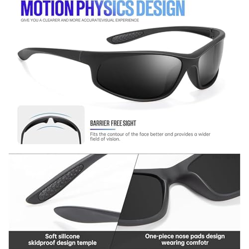Image of Stylish Polarized Sports Sunglasses for Men Women - Unbreakable HD Clear Vision Cricket Motorcycle Riding Running Cycling Biking Driving Wraparound Branded Oval Goggles