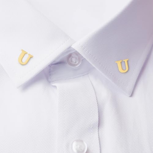 Image of HONEY BEAR Mens Womens Initial Alphabet Letter Lapel Pins Collar Badge Brooches for Business Wedding Graduation Gift Matte Gold 0.59 inches