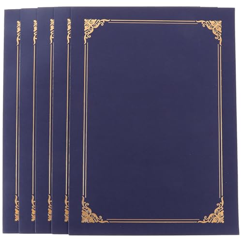 10 Pochettes de Certificats en Papier Bleu et Or pour Remise de Diplôme