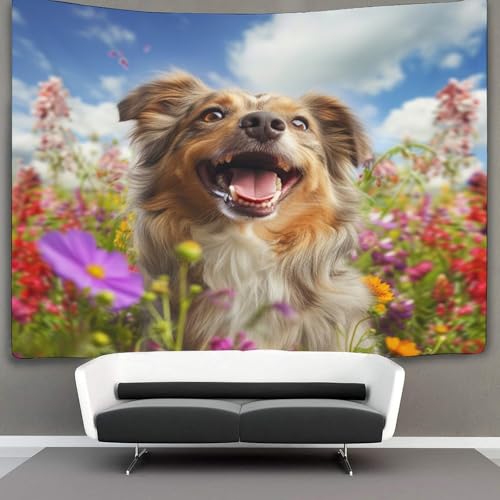 Chien de berger australien tapisserie 3D pour habiller un grand mur vide
