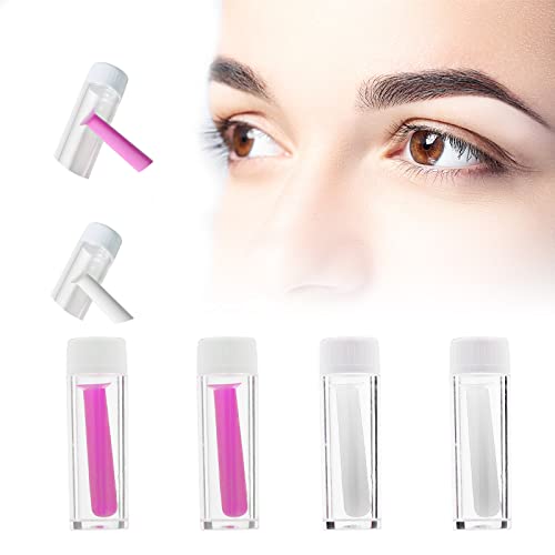 Neptniopllab 4 Pieces Soft Contact Lense Remover Tool, Easy Silicone Contact Lenses Suction Cup with Bottle for Soft Hard Lenses, for Home or Travel Use (Pink and White)