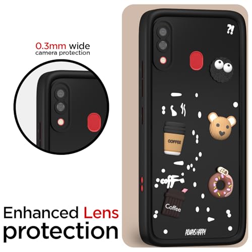 Image of Pikkme Back Cover for Samsung Galaxy A20 / A30 / M10s | Cute Fun Cartoon 3D Bear Silicone Full Body Protection Bumper Cover (Black)