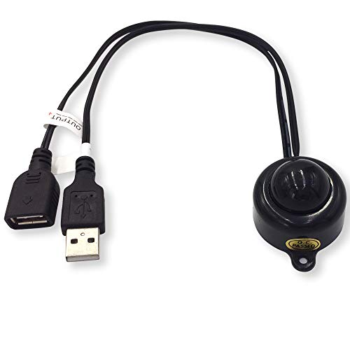 DC 5V 2A PIR Motion Activated Mini Body Sensor Switch with USB Interface Cable for LED Strip Light (Without Light Sensor, Black)
