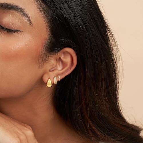 VIROMY Gold Hoop Earrings Set for Women Trendy, 14K Gold Plated Lightweight Small gold Hoop Earrings Chunky Open Hoops Earrings Stacks Jewelry Gifts - Image 4