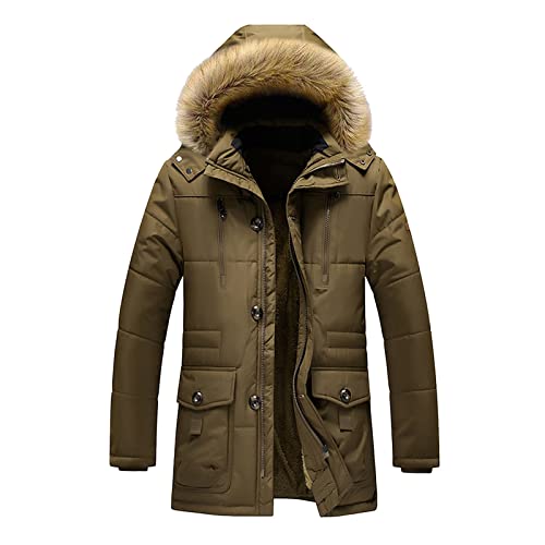 EMAlusher Chaquetas para hombre Sweat Otoño e Invierno Chaqueta para Hombre Abrigo Leisure Plus Tamaño Gorro con Cremallera Bolsillos Algodón Acolchado Caliente Abrigo para Hombre Negro, 4 café, XXL Cover