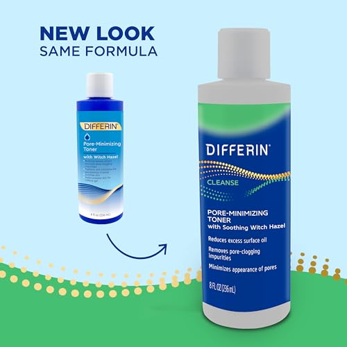 Differin Witch Hazel Toner for Face, Pore-Minimizing Skin Toner by the makers of Differin Gel, Gentle Skin Care for Acne Prone Sensitive Skin, 8 oz (Packaging May Vary)
