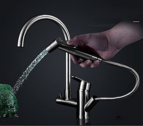 Mitigeur de cuisine extractible en acier inoxydable avec pistolet pour bar et évier de ferme - 3