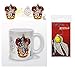 Harry Potter 1art1, Gryffindor Crest Foto-Tasse Kaffeetasse (9x8 cm) Inklusive 1 Fan-Schlüsselanhänger (6x4 cm)