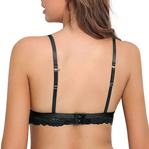 SHEKINI Damen BH Abnehmbare Pads Bralette Spitze BH ohne Bügel Triangle-BH V-Ausschnitt Blumen Unterwäsche Jeden Tag BHS – Bild 3