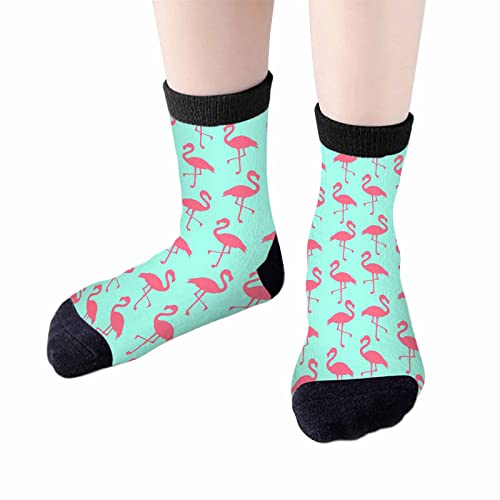 Image of Crew Socks for Woman Size 6-8 Tropical Wildlife Bright Teal Girls Socks