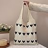 dogmoon Gestrickte UmhäNgetasche, Aesthetic Gehäkelte Tasche Crochet Bag, Damen GestrickteTasche, Leichte Strick-Tote Tasche für Teenager Und MäDchen #4