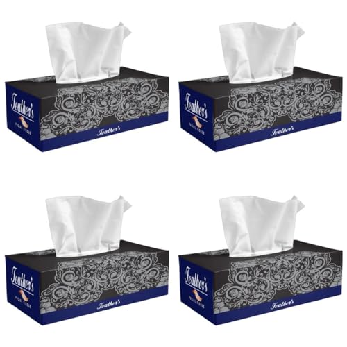Image of Feather's Face Tissue Box (Dry) | 2 Ply, 200 Pulls per Box, Pack of 4 | Super Soft & Absorbent Facial Tissue Box | Facial Tissue Papers | Virgin Paper, Biodegradable (Random Color Box)